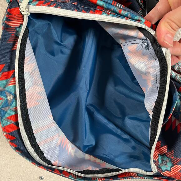 KAVU Original Rope Sling Bag Backpack Turquoise Green Aztec Print - Picture 4 of 5